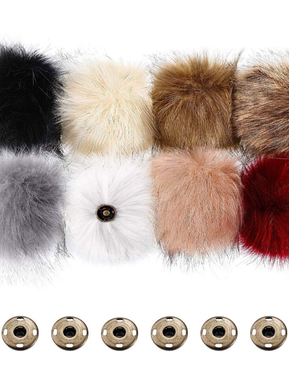 8 Pcs Faux Fur Pompoms for Hat with Removable, Multi Classic8 Pack